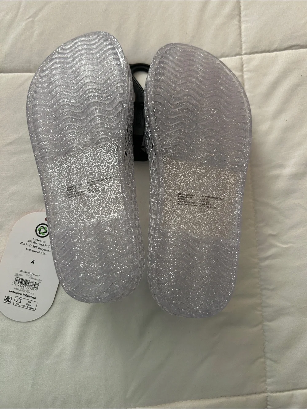 Clear Glitter Jelly Flats - Girl’s Slip-On Shoes
